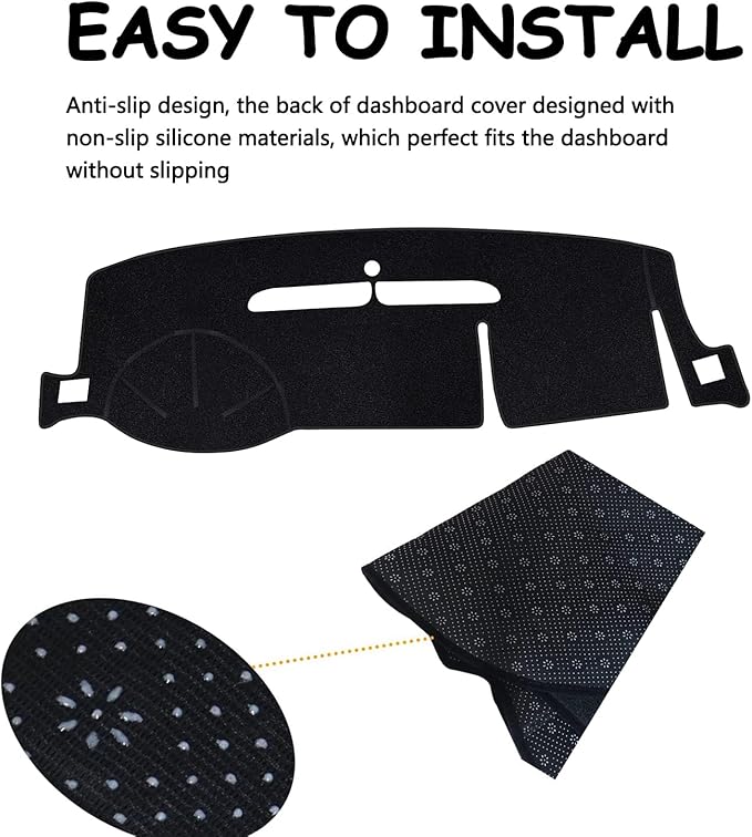 Dashboard Cover Dash Cover Mat Compatible with Chevrolet Silverado 1500 Suburban Tahoe GMC Sierra Denali Yukon XL 2007-2014