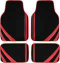 CAR PASS Red Edge Leather Car Floor Mats, Universal Waterproof Car Mats with Double Stitch Line and Anti-Slip Backing Design, for Cute Girly Women, Fit 95% Automotive,SUVs,Sedan,Vans (Black and Red)