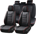 Coverado Car Seat Covers Full Set, Seat Covers for Cars, Car Seat Protector Waterproof, Leather Cushion, Universal Car Interior Covers Seat Protectors for Most Cars Black-Redline
