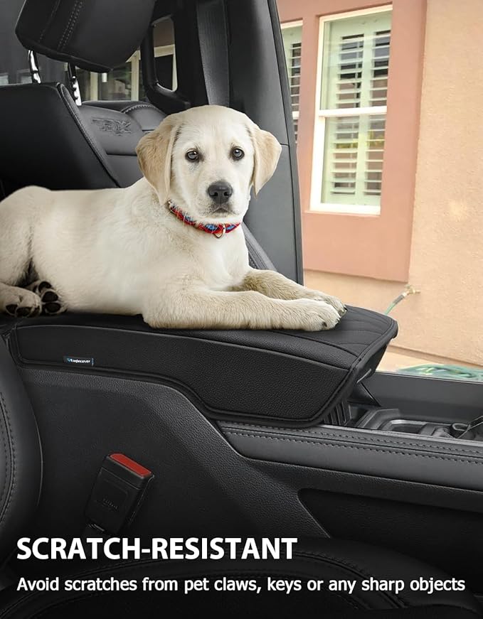 Center Console Cover for 2019-2026 Dodge RAM 1500 2500 3500 Accessories, PU Leather Middle Console Cover Pad, Floor Console Bucket Seat Only, Anti-Scratch, Black