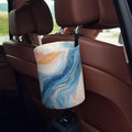 Lemon Colour Marble Car Trash Can Garbage Cans Foldable,Cute Hanging Car Organizer and Storage Bag Leak Proof, Auto Back Seat Trash Bin Universal for Truck, SUV, Outdoor Travel