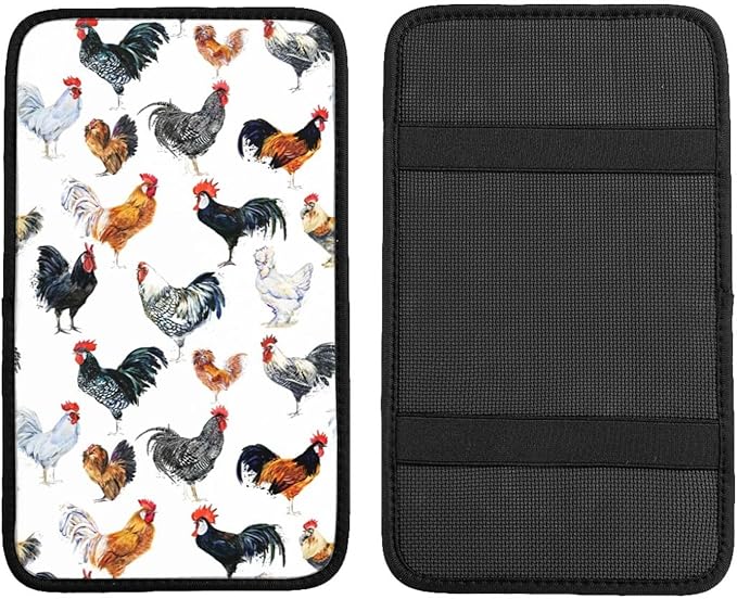 Vintage Chicken Farm Rooster Hen Car Center Console Cover Car Armrest Cushion Waterproof Middle Console Cover Car Arm Rest Cover Pad Comfortable Car Accessories Interior for SUV Sedan Truck