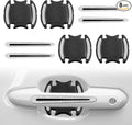 8PCS Universal Car Door Handle Protector Sticker - 3D Carbon Fiber Anti-Scratch Cover, Self-Adhesive & Non-Marking Reflective Safety Strips, Paint Protection Film (Silver)