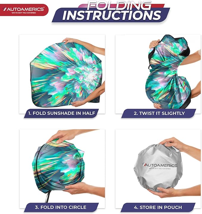 1-Piece Windshield Sun Shade - Foldable Car Front Window Sunshade for Cars SUV Truck Heat Blocker Visor Protector Blocks Max UV Rays and Keeps Your Vehicle Cool (X-Large = 66 x 36 inches, Shower)