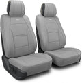 FH Group Front Set Faux Leather Seat Cushions for Low Back Seat, Universal Fit, Airbag Compatible Seat Cover for SUV, Sedan, Solid Gray