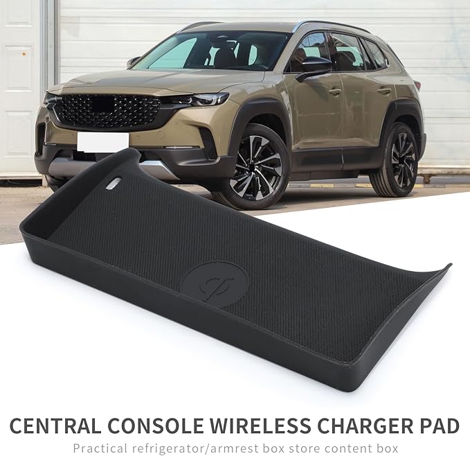 Center Console Wireless Charging Mat for Mazda CX-50 2026 2025 2024 2023 Silicone Wireless Phone Charging Pad for 2025 CX50 Non-Slip Mat Interior Accessories Black