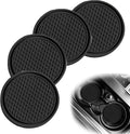 4 PCS Car Center Console Coaster, 2.75" x 0.19" PVC Soft Rubber Concave Convex Honeycomb Anti-Slip Coaster, Multi-Functional Practical Accessory, Compatible with Most Car Models (Black)