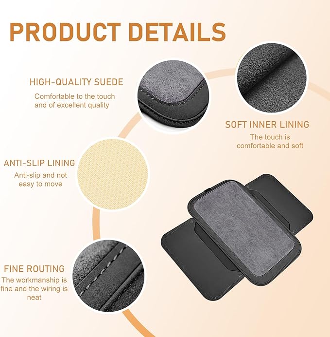 Upgraded Car Center Console Cover, Furry Soft & Comfortable Center Elbow Cushion with Two Side Storage Pockets, Luxury Leather Plush Armrest Pad Decoration, for Most Vehicles (Black)
