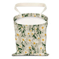 AUEKLLW Car Trash Can, Hanging Garbage Bin for Men and Women, Cute Car Organizer and Storage Bag, Canvas Vehicle Trash Can Bag Easy-to-Install Cute White Floral