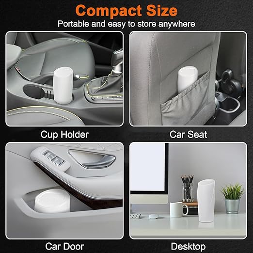 Kincown Car Trash Can, 2 Packs Mini Car Trash Bin with Lid, Leakproof Cup Holder Car Garbage Can with 60 Trash Bags, Vehicle Front Back Seat Organizers and Storage for Car, Home, Office, White