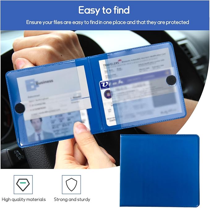 2 PCS Car Registration and Insurance Holder, 10.6''×4.8'' Essential Auto Card Glove Box Organizer with Closure, Vehicle Interior Accessories Perfect for Documents, Cards
