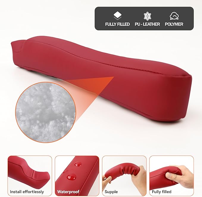 POKSRI Car seat Gap Filler, 2 Pack Leather Gap Organizers Stop Things from Dropping into The Gap Between seat and Console, Adjustable Width 1.4-2.4 inches Fits Most car/Truck/SUV, Accessories(Wine)