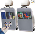 2 Pack Kick Mat Backseat Protector,Back Seat Cover for Kids,Car Seat Back Protectors with 2 Pocket Storage Organizer for Car, SUV, Minivan or Truck Seats (Grey)