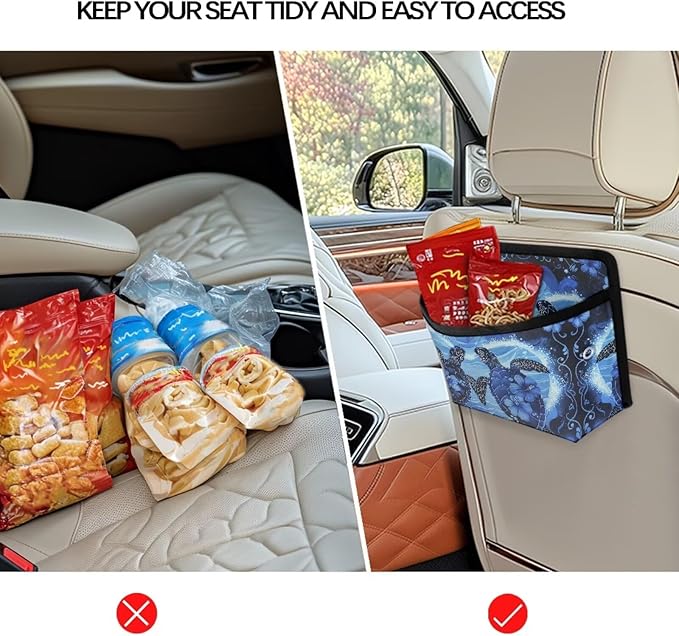 Renewold Boho Sea Turtle Hibiscus Car Seat Side Pocket Organizer Cell Phone Holder Storage Bag Pouch for Wallet Keys Document Auto Console Door Rear Seat Storage Box Automotive Interior Accessories