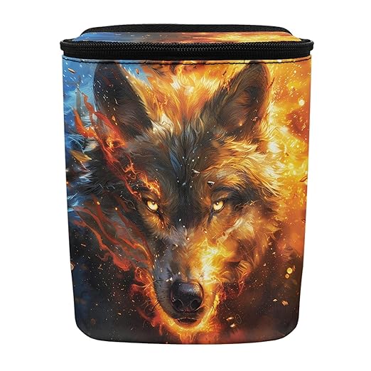 Fire Wolf Car Trash Can, Hanging Zipper Design Garbage Bin for Backseatnd Behind Center Console