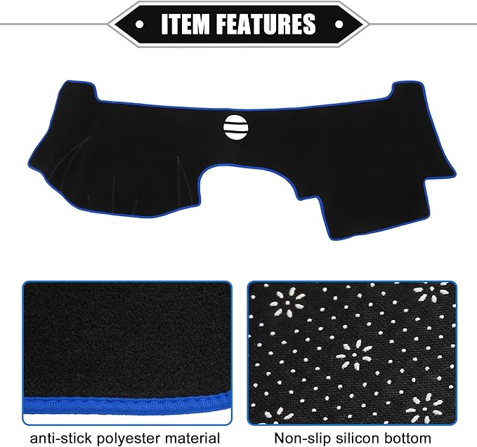 Dashboard Cover Compatible for Cadillac CTS 2004-2009, Non-Slip Polyester Black Blue Dash Cover Mat Dash Board Protector Cover