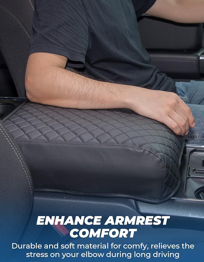 ISSYAUTO Center Console Cover Compatible with 2021 2022 2023 2024 2025 Ford F150 Armrest Cover Leather Arm Rest Cover Middle Console Cover Armrest Box Protective Cover