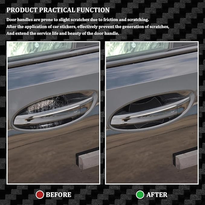 4PCS Car Door Handle Cup Scratch Protectors, Carbon Fiber Anti-Scratches Car Door Cup Protector, Universal Door Handle Protective Film, Car Door Handle Paint Cover Guard Pad for Most Car Handles