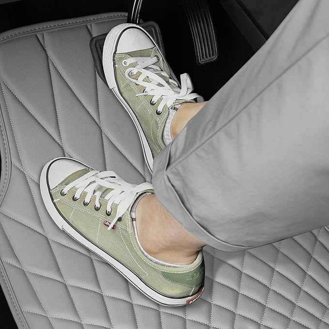 CAR PASS Luxury Faux Leather Floor Mats for Cars, Waterproof All Weather Car Mats Full Set, Anti-Slip Deluxe Automotive Floor Mats Universal Fit for Most SUV,Vans,Sedans,Trucks, 4 Piece Gray