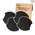 DriveAlly 4Pcs Silicone 3D Carbon Fiber Texture Car Door Handle Cup Protectors Paint Scratch Protector Sticker Vehicle Exterior Accessories Sticker 1.5mm Thick Scratch Guard Sticker Black L