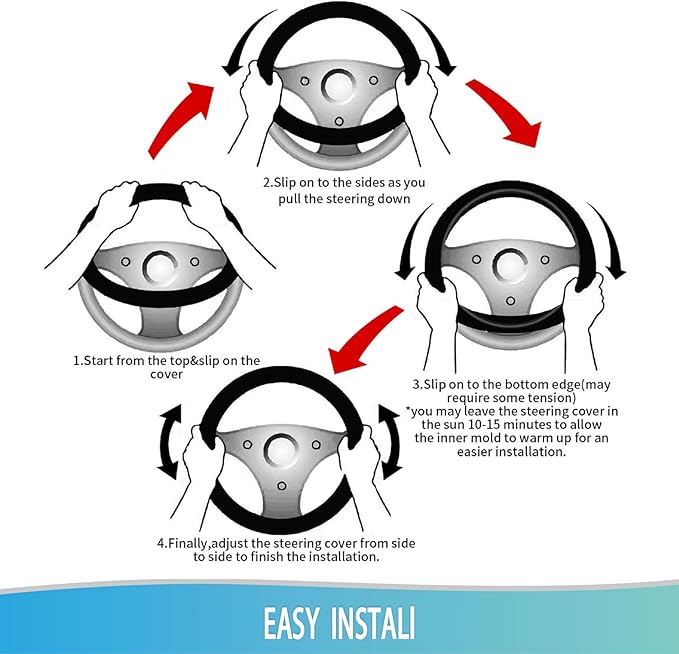Elastic Steering Wheel Cover Car Accessories Cute Universal 15 Inch Absorbing Sweat Non-Slip Breathable for Man Woman - Boho Leaves