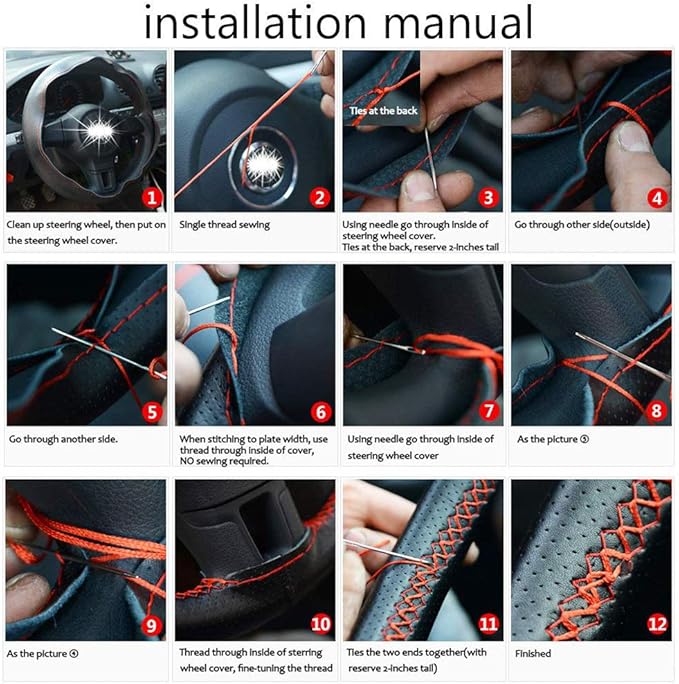 Suede Leather Steering Wheel Cover, Leather Steering Wheel Cover Lace Up, Universal 15 Inch Breathable, Non-Slip, Durable Suitable for Every Season,Brown