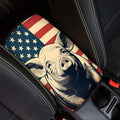 Car Center Console Pad, Universal Waterproof Car Armrest Seat Box Cover, Car Interior Accessories for Most Vehicle SUV Truck Vintage American Flag Pig Car Armrest Pad