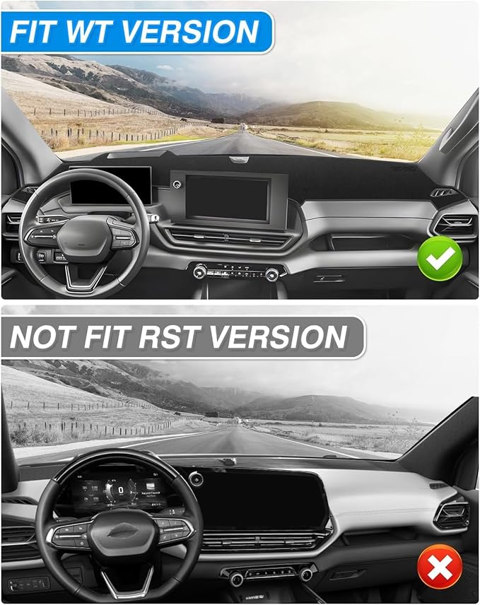 CARTIST Dash Cover Compatible with Chevy Silverado EV WT 2024 2025 (Not for RST Version) Dashboard Cover Mat Silverado EV Accessories Non-Slip Carpet Sunshield Glare UV Rays Protector (Black Velvet)