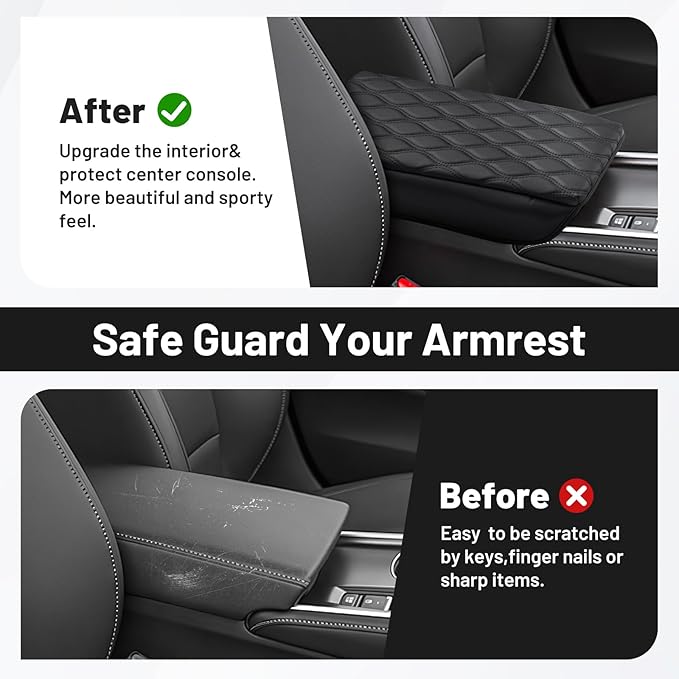 Autorder Center Console Cover for 2023-2025 2026 Honda Accord Accessories Armrest Cushion Cover Nappa Leather Middle Console Covers Accord Console Cushion Pad Anti-Scratch