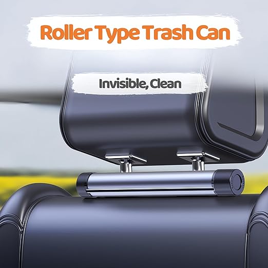 Rolling Dispenser Car Trash Can - Aluminum Alloy Rotary Storage, Magnetic Hanging Waterproof Garbage Bag,Auto Accessories for Travel (Black)