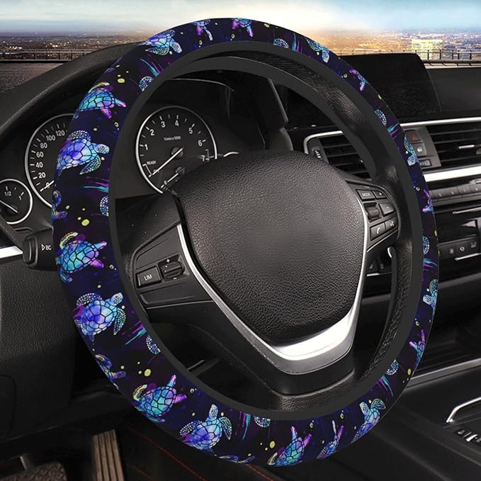 Sea Turtle Steering Wheel Cover Anti-Slip,Sweat Absorption Universal 15 inch Steering Wheel Covers Cute car Accessories for Men Women