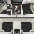 Custom Making Car Floor Mats for 98% Sedan SUV Car Protection Full Coverage Mats Anti-Slip Leather Floor Liners All Weather Car Floor Mats (White+Gentleman Black)