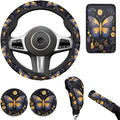Butterfly Car Decor Set for Women Butterfly Car Steering Wheel Cover Sets Cars Interior Decor Cup Coaster Handbrake Cover Suit for Most Cars Truck Vans SUV