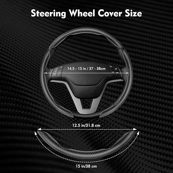 Steering Wheel Cover 3 Pcs Set, Anti-Slip, Scratch-Resistant, Universal Fit for 14-16 Inch Steering Wheels, Car Interior Accessories for Sedans, SUVs, and Trucks (Segmented Snap on, Matte)