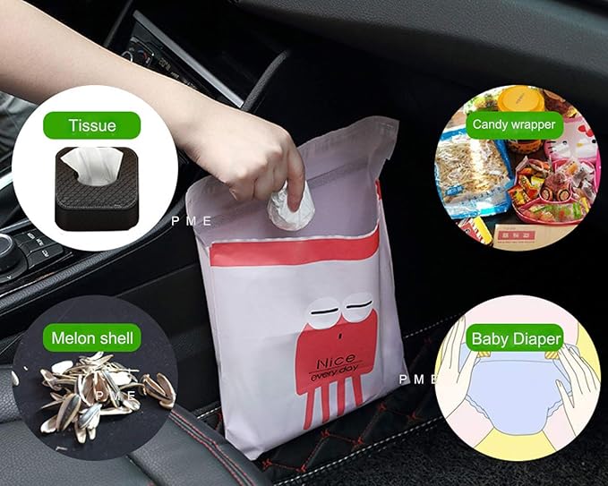 30pcs Car Trash Bag Disposable Blue Cartoon
