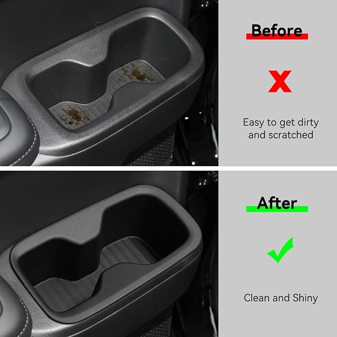 LUCKEASY 2PCS 2nd Row Door Side Cup Holder Insert for Hyundai Santa Fe 6/7 Seat 2024 2025 2026 Rear Drink Limiter Interior Accessories TPE Black