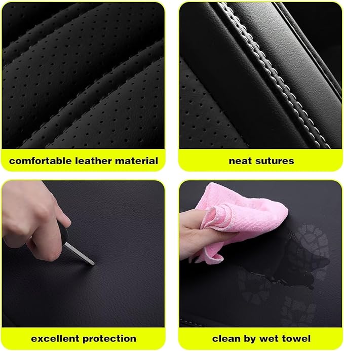 TTX Car Seat Covers Full Set Fit for Infiniti M37 2007-2013 Breathable Leather Seat Protector with Airbag Compatible Automotive 5 Seat Cushions Cover with Beautiful Patterns (Black)