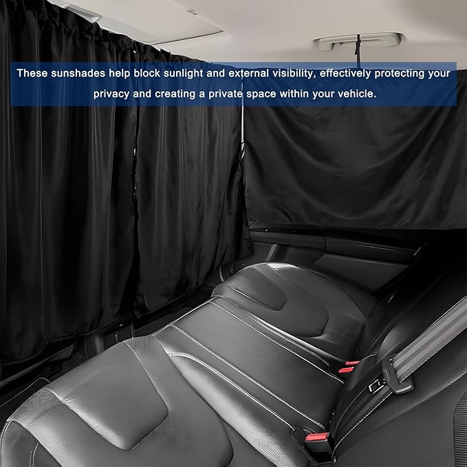 1PCS Car Privacy Curtain, Removable Auto Rear Seat & Side Window Sunshade Divider Curtain with Storage Bag, Backseat Partition Curtains Window Covers for Camping Nap Sleeping