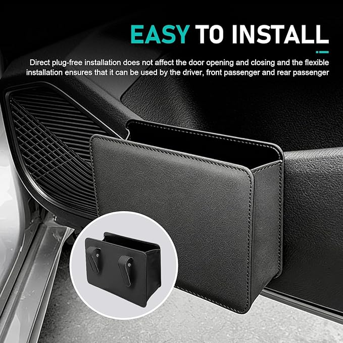 Car Trash Can, Multi-function Foldable Hanging Storage Bag with Back Clip, Open-top Waterproof Garbage Bag Container, Back Seat Organization Accessory for Car SUV Truck (Black)