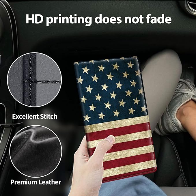 Mxfdegf Car Registration and Insurance Holder, Cool Car Accessories for ID, Driver's License Cards & Essential Document, business cards, Men&Women,Old American Flag