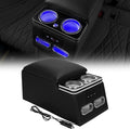 TENGBASE Universal Truck Seat Organizer with Padded Armrest Lid | Features 3 USB Ports, 2 Drawers & Cup Holders | Extra Storage for Car, SUV & Van