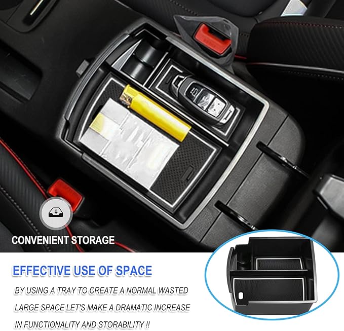 Ruiya Kona Center Console Organizer for Hyundai Kona Accessories Middle Console Organizer 2018+ Hyundai Kona Armrest Storage Box Glove Tray Compatible with 2018 2019 2020 2021 2022 2023 Hyundai Kona