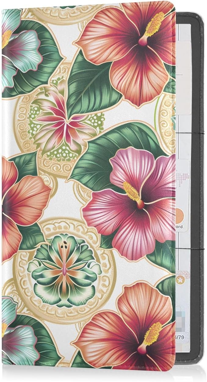 ALAZA Vintage Flowers Floral Car Registration and Insurance Card Holder Vehicle Glove Box Car Organizer Driver License Documents Holder Waller Case Organizers