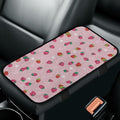CLOHOMIN Pink Strawberry Car Center Console Cover Cute Armrest Cover for Car Truck Van Flannel Auto Arm Rest Cover Accessories with Elastic Bands