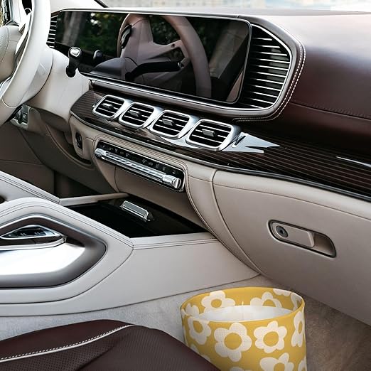 YANGDADA Vintage Groovy Flowers Car Trash Can Small Portable Car Garbage Bag for Back Front Seat RV's Camping Accessories