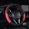 Auto Car Leather Steering Wheel Cover Anti Slip Wrap 15" (Hot Pink)