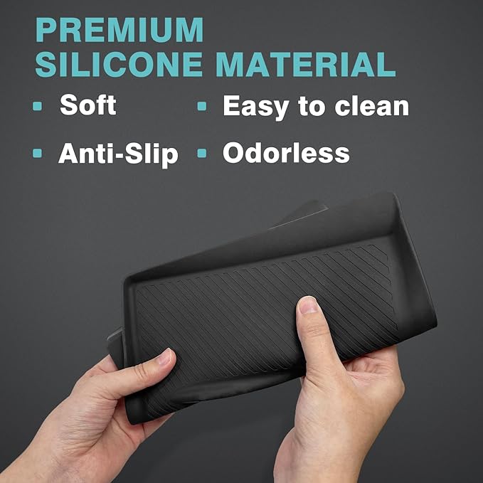 BestEvMod Center Console Wireless Charger Mat Compatible with Refreshed Model 3 Highland 2026 2025 2024 Accessories Phone Charge Area Silicone Mat Non Slip Silicone Pad (Black)