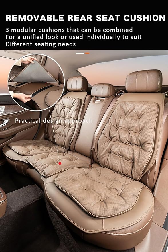 ontto Cooling Car Seat Cushions,Universal Auto Rear Bottom Seat Cover for Most Vehicles,PU Leather Seat Protector Breathable and Anti-Skid Seat Mat,with Buckle Fixing,Dark Brown(1 PCS)