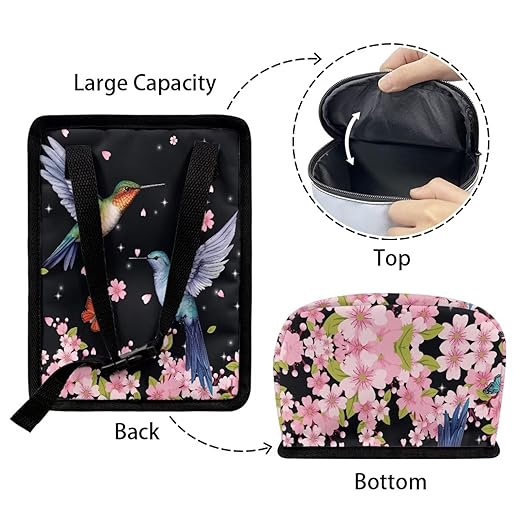 Pink Cherry Blossom Hummingbirds Car Trash Bin Interior Accessory Lightweight Auto Garbage Can Bag for Back Seat Washable Mini Car Trash Can with Lid