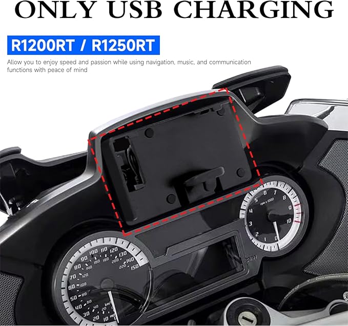 Motorcycle GPS Navigation Bracket with USB Charger Mobile Phone Holder Navigator for BMW R1200RT R1250RT 2014-2020 USB Charging Only